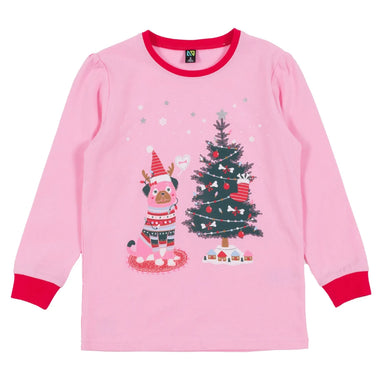 nano girls holiday pajamas set top front flat view