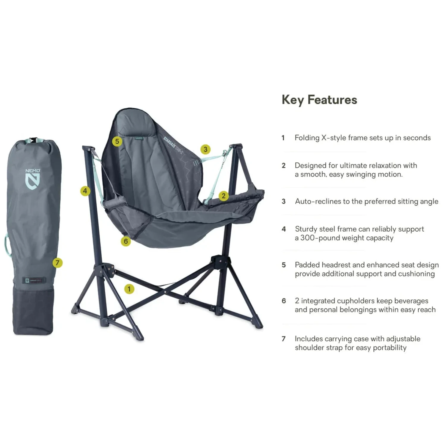 NEMO Stargaze™ EVO-X Folding Reclining Camp Chair in ombre blue, details view