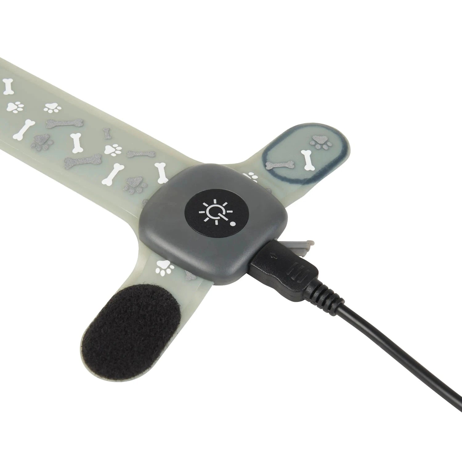 NiteIze NiteDog® Rechargeable LED Collar Cover in disco, recharge port