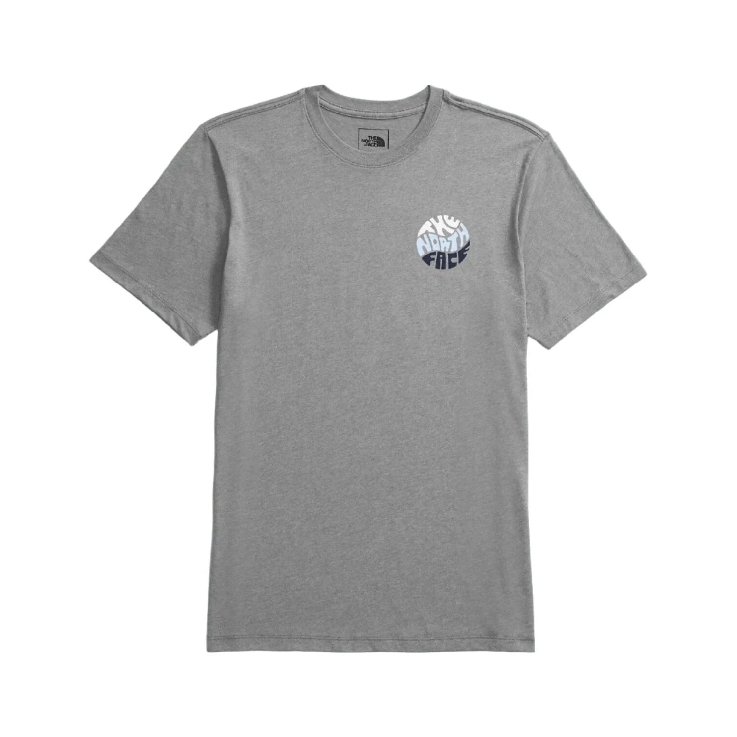 The North Face M’s Short-Sleeve Brand Proud Tee, TNF Medium Grey Heather/TNF White, front view flat 