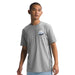 The North Face M’s Short-Sleeve Brand Proud Tee, TNF Medium Grey Heather/TNF White, front view on model