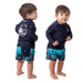 Noruk K's UV Boardshorts, Turquoise, front and back view on model 