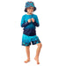 Noruk K's UV Boardshorts, Turquoise, front view on model 