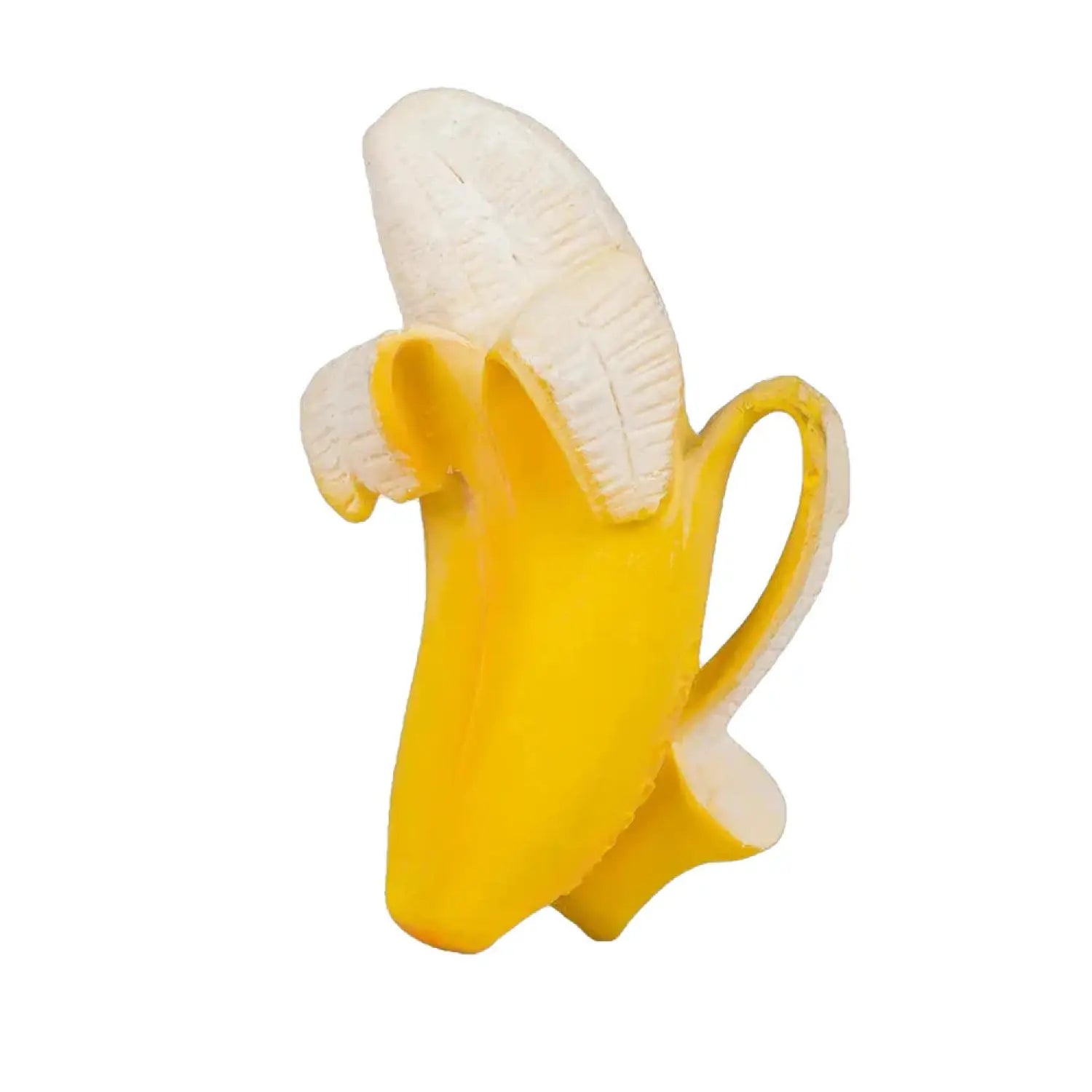 Oli & Carol Fruit & Veggie Baby Teether Toy - Ana Banana. Yellow and cream colored banana teether.