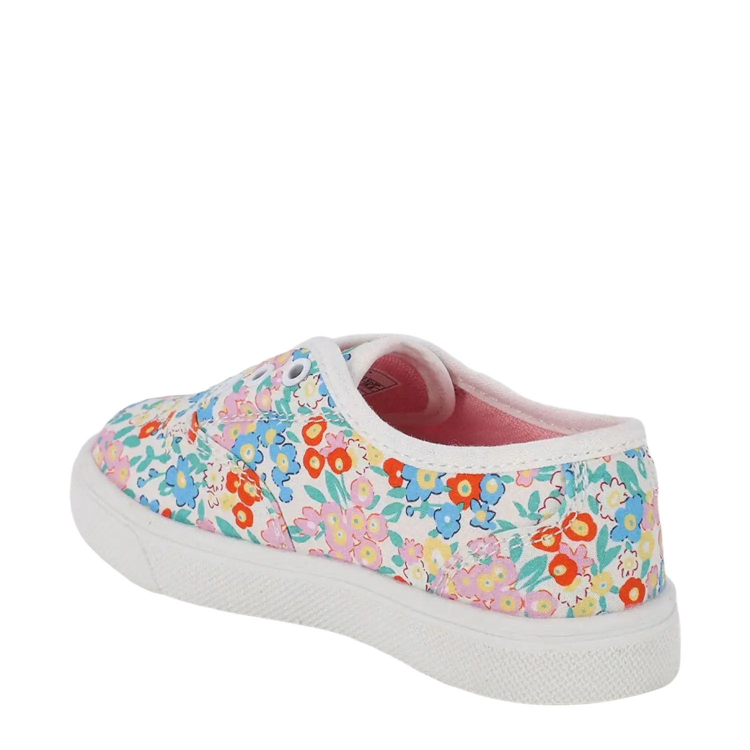Oomphies Baby Robin Slip-On Shoe in floral/white, back view