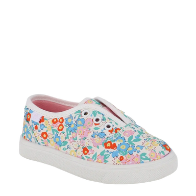 Oomphies Baby Robin Slip-On Shoe in floral/white, front view