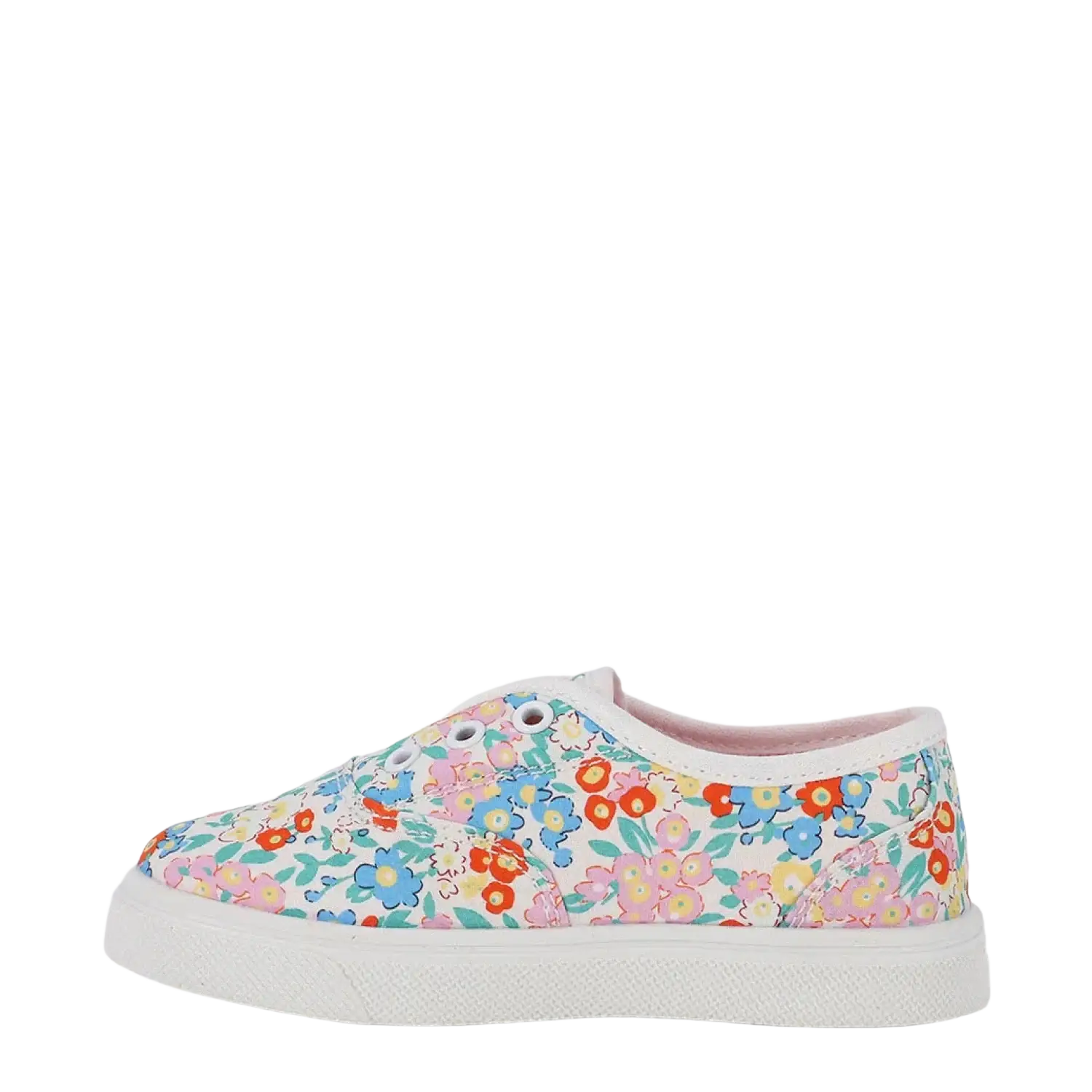 Oomphies Baby Robin Slip-On Shoe in floral/white, inside view