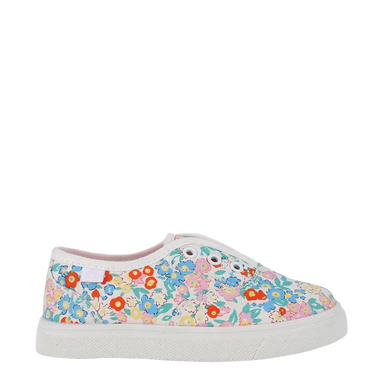 Oomphies Baby Robin Slip-On Shoe in floral/white, side view
