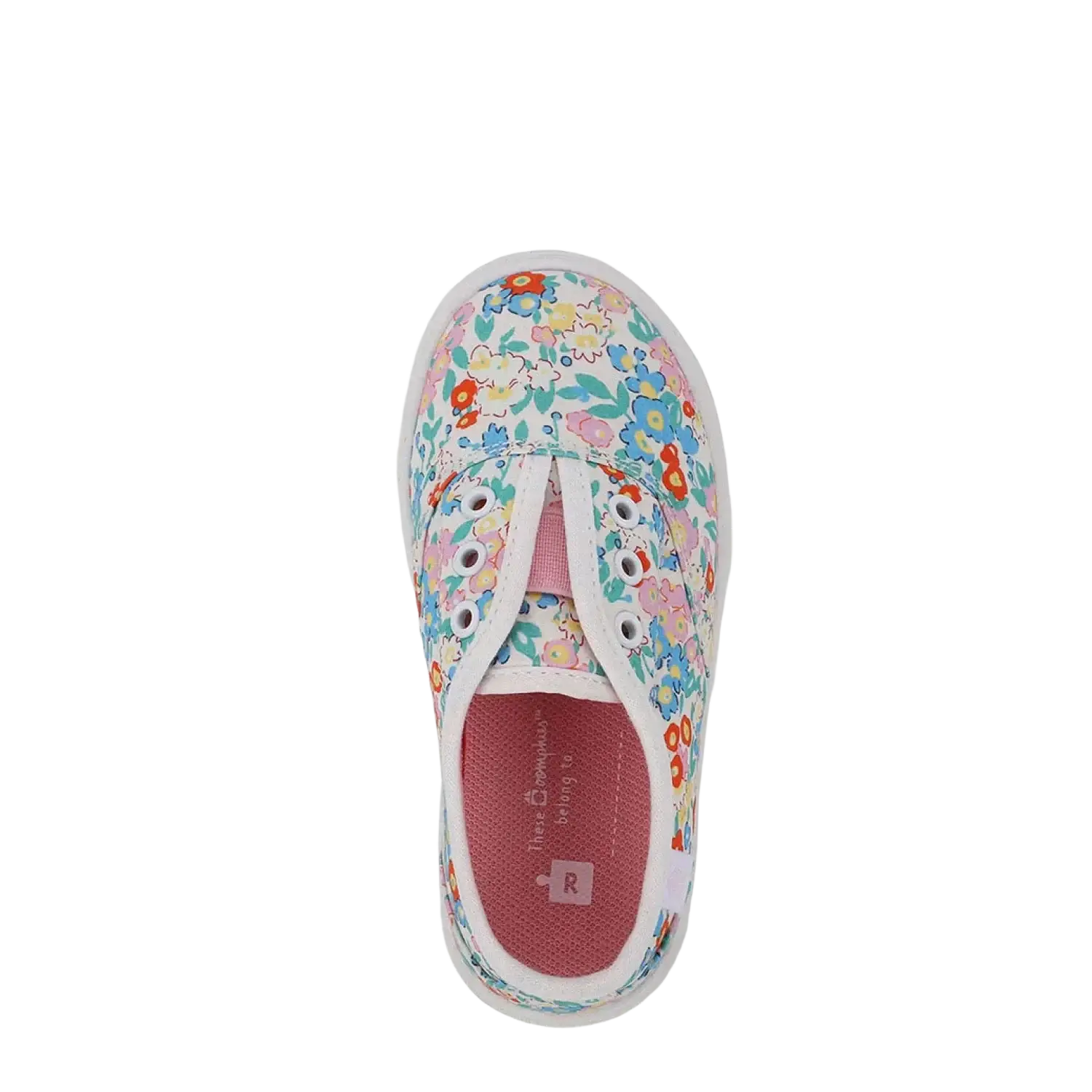 Oomphies Baby Robin Slip-On Shoe in floral/white, top view