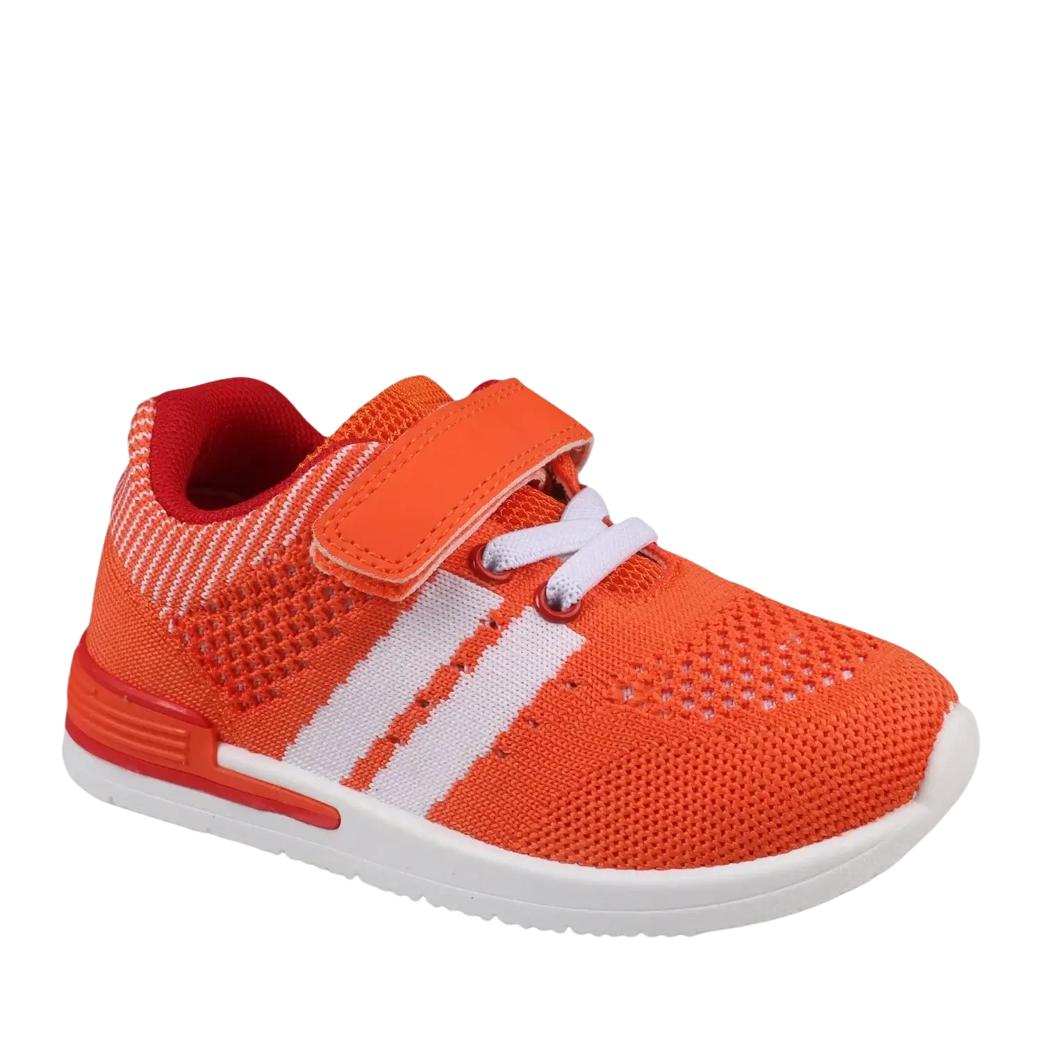 Oomphies Baby Wynn Hook & Loop Sneaker in orange/red, front view