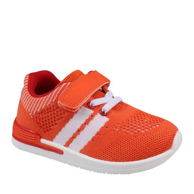 Oomphies Baby Wynn Hook & Loop Sneaker in orange/red, front view