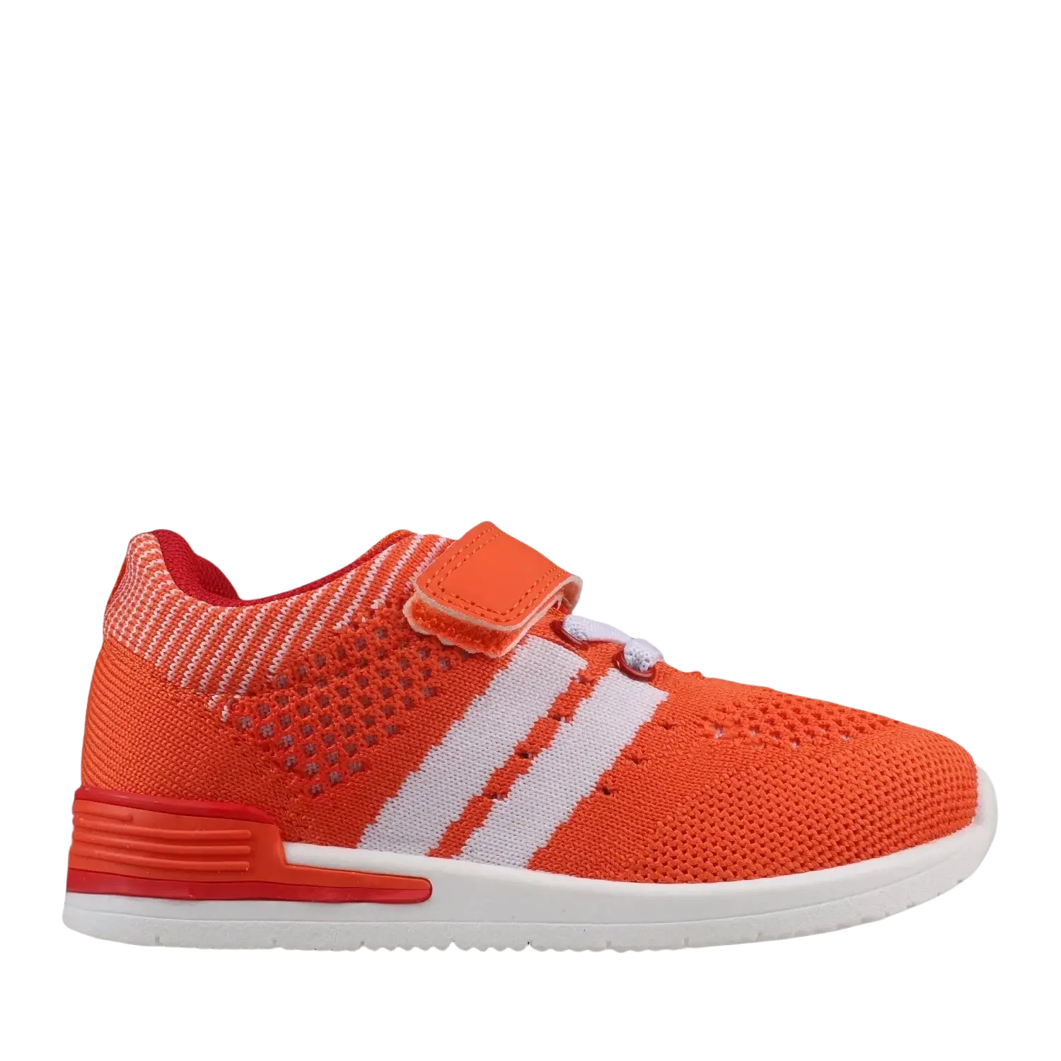 Oomphies Baby Wynn Hook & Loop Sneaker in orange/red, side view