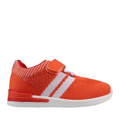 Oomphies Baby Wynn Hook & Loop Sneaker in orange/red, side view