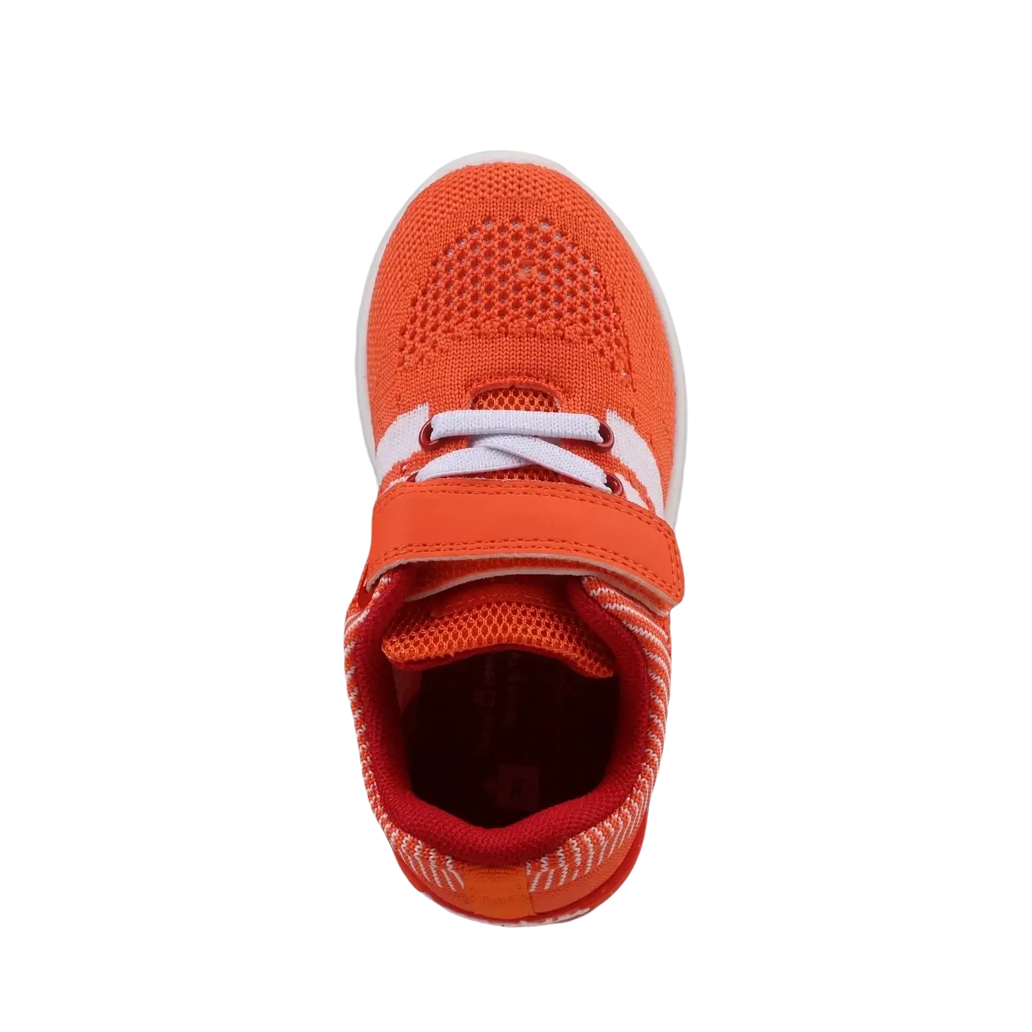 Oomphies Baby Wynn Hook & Loop Sneaker in orange/red, top view