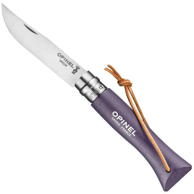 Opinel No.06 Stainless Steel Folding Knife with Lanyard Purple