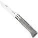 Opinel No.08 Laminated Birch Folding Knife in grey, side view open