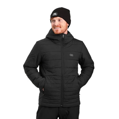 Outdoor Research M's Shadow Insulated Hoodie, Black, front view on model