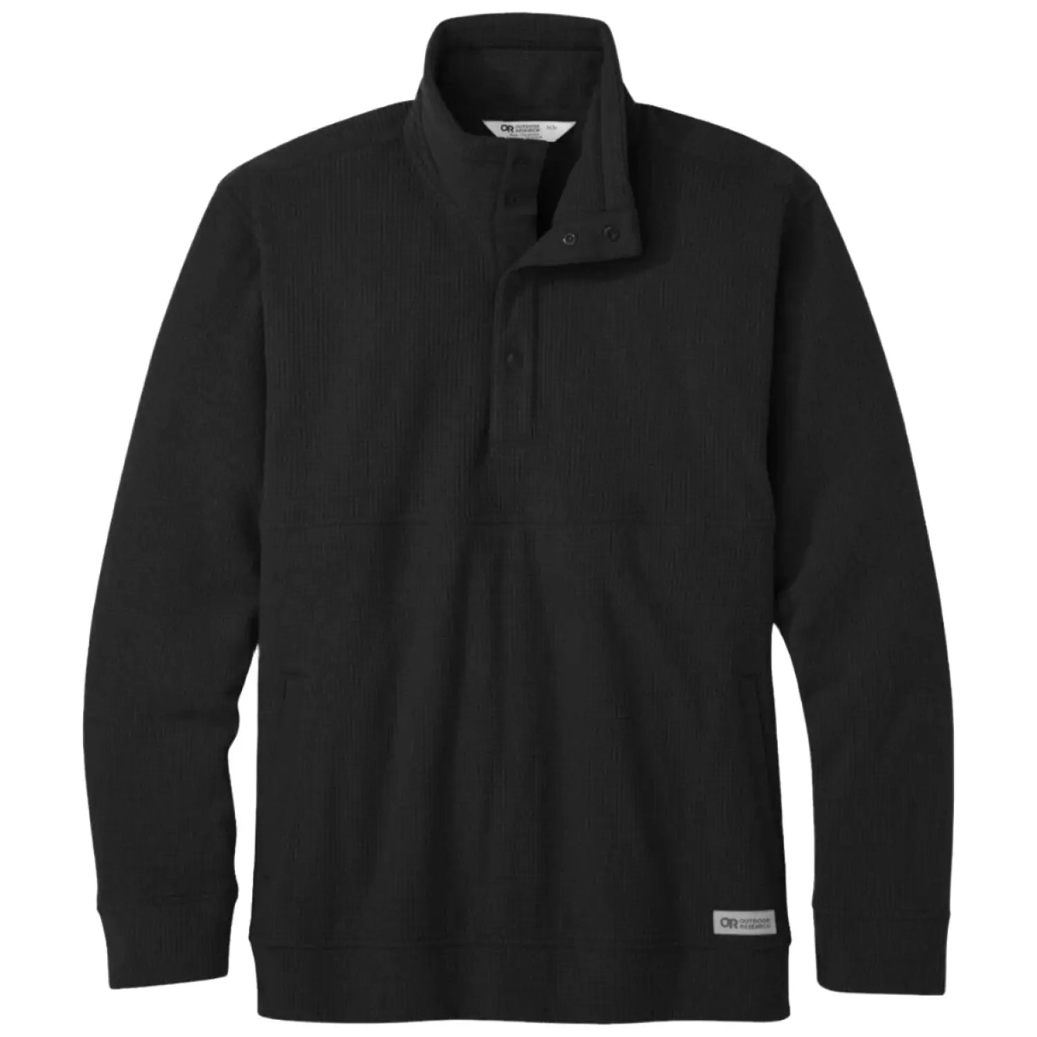 Outdoor Research M's Trail Mix Snap Pullover II, Black, front view flat