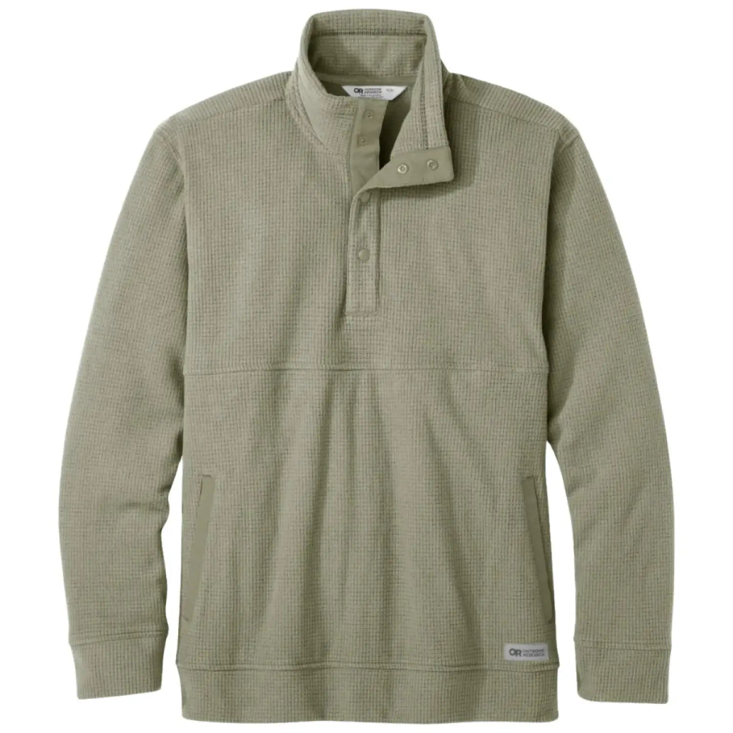 Outdoor Research M's Trail Mix Snap Pullover II, Flint, front view flat