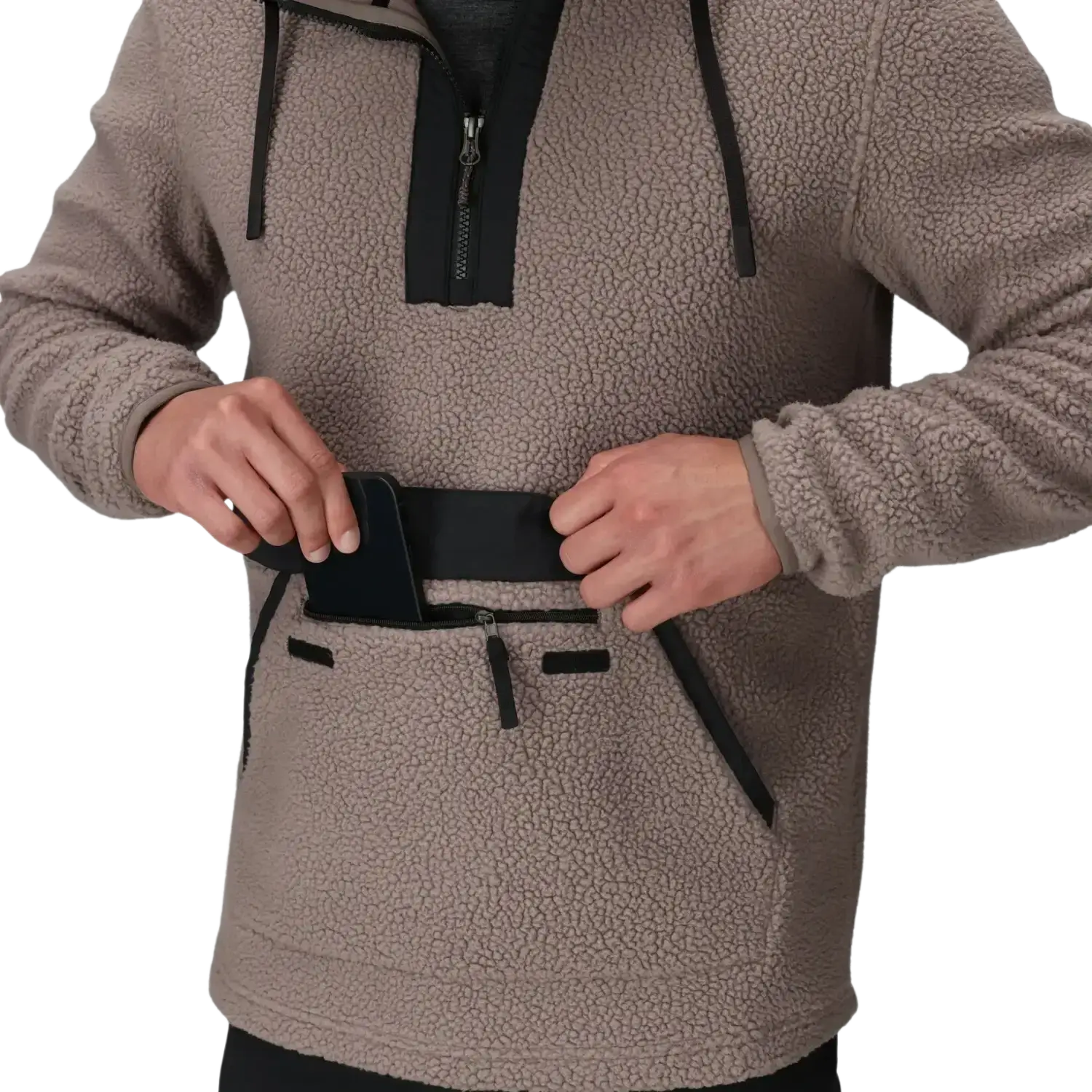 Outdoor Research Men's Grayland Fleece Pullover Hoodie, detail pocket view