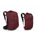 Osprey Fairview™ 55 Travel Pack in zircon red, front view of bag and backpack