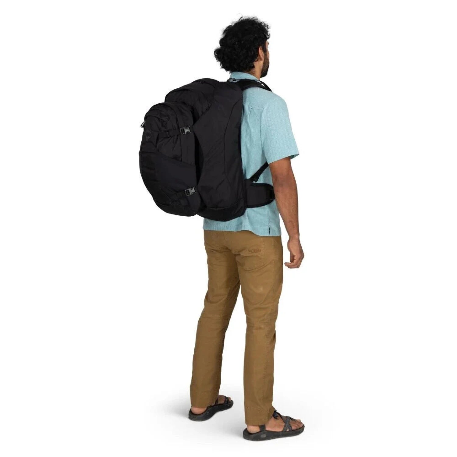 Osprey Farpoint™ 55 Travel Pack in black, on model back view
