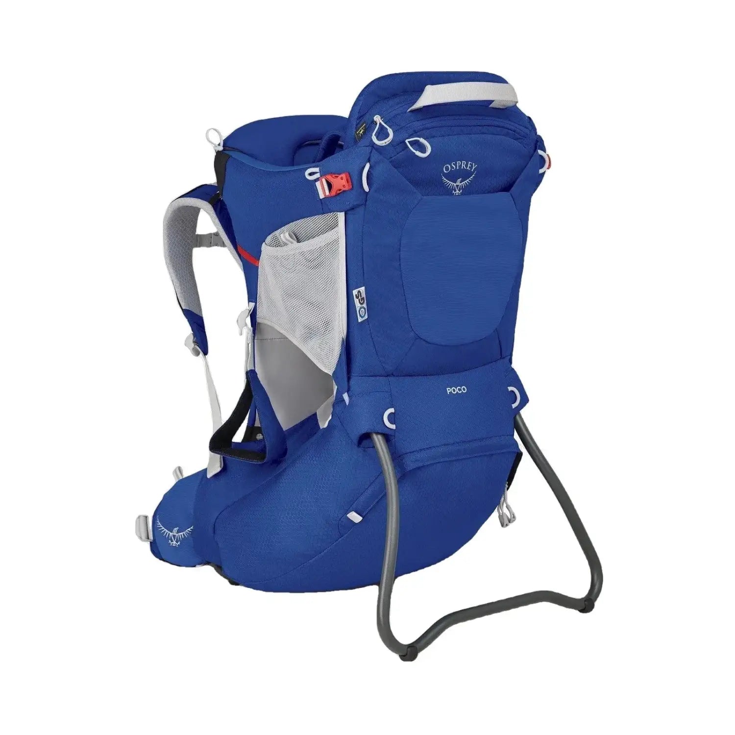 Osprey POCO® Child Carrier shown in Blue Sky color option. Back view.