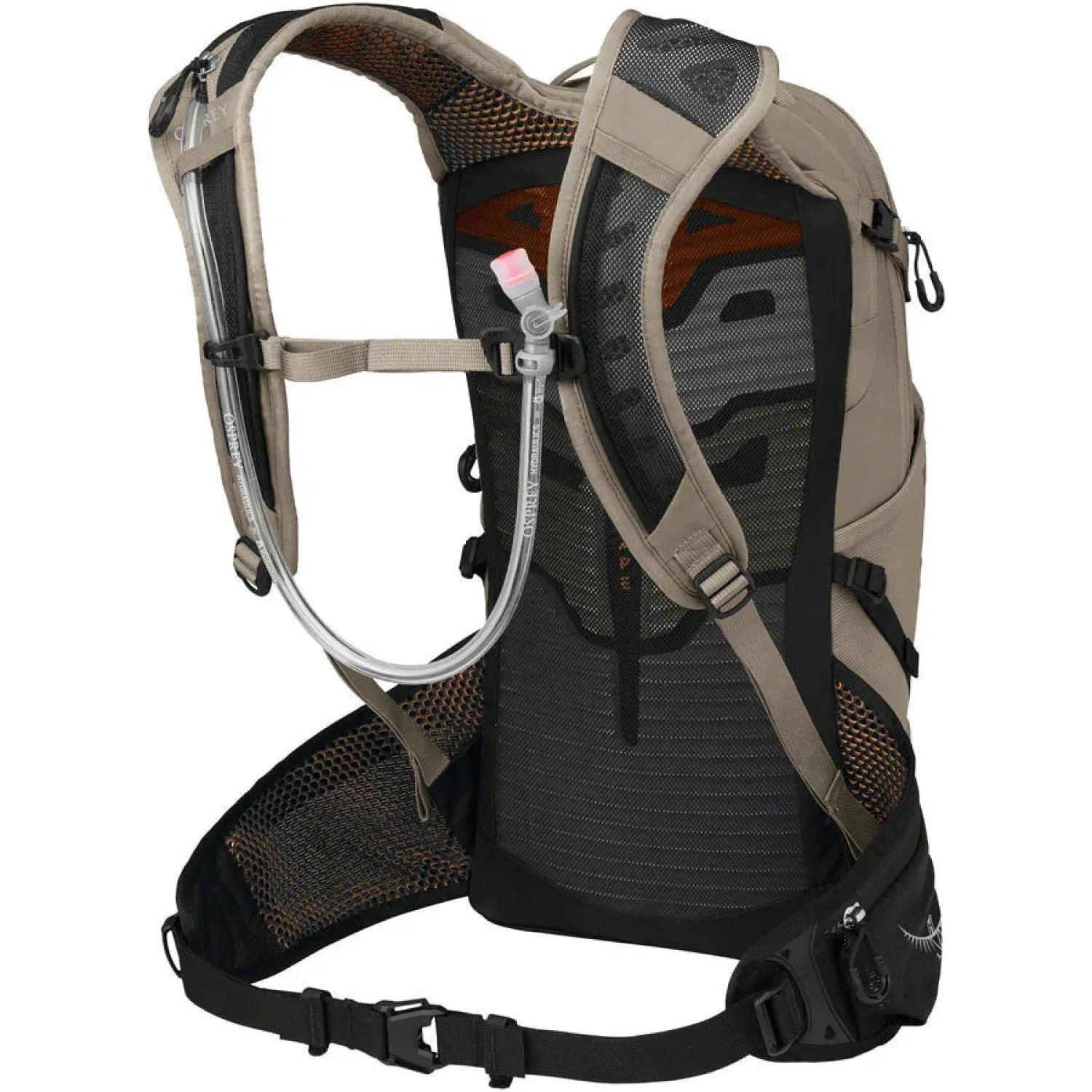 Osprey Raptor 14L Backpack with Reservoir in pediment grey, back angled view