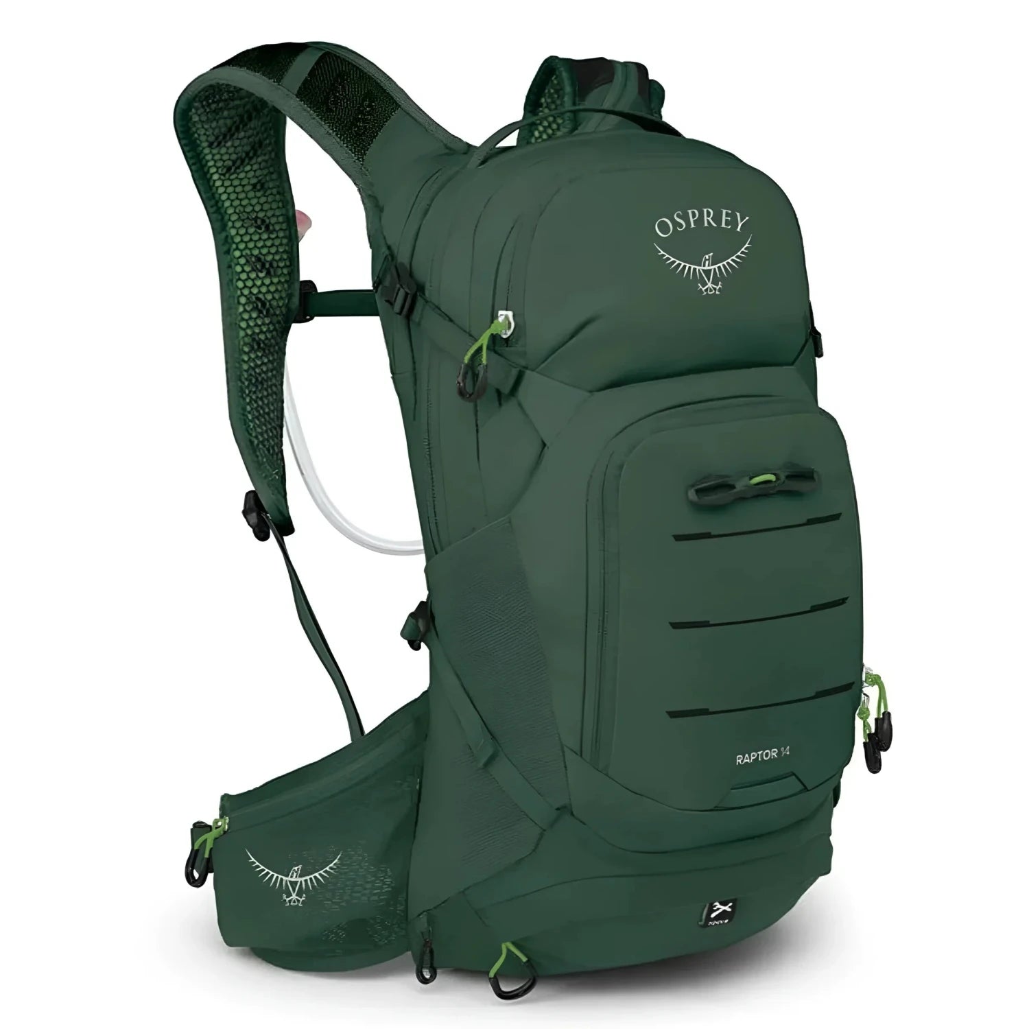 Osprey Raptor 14L Backpack with Reservoir in tundra green, front view