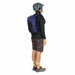 Osprey Raven LT 12 Bike Hydration Pack in Deep Fig Black, back view on model 