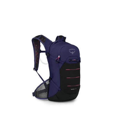 Osprey Raven LT 12 Bike Hydration Pack in Deep Fig Black, front and side view