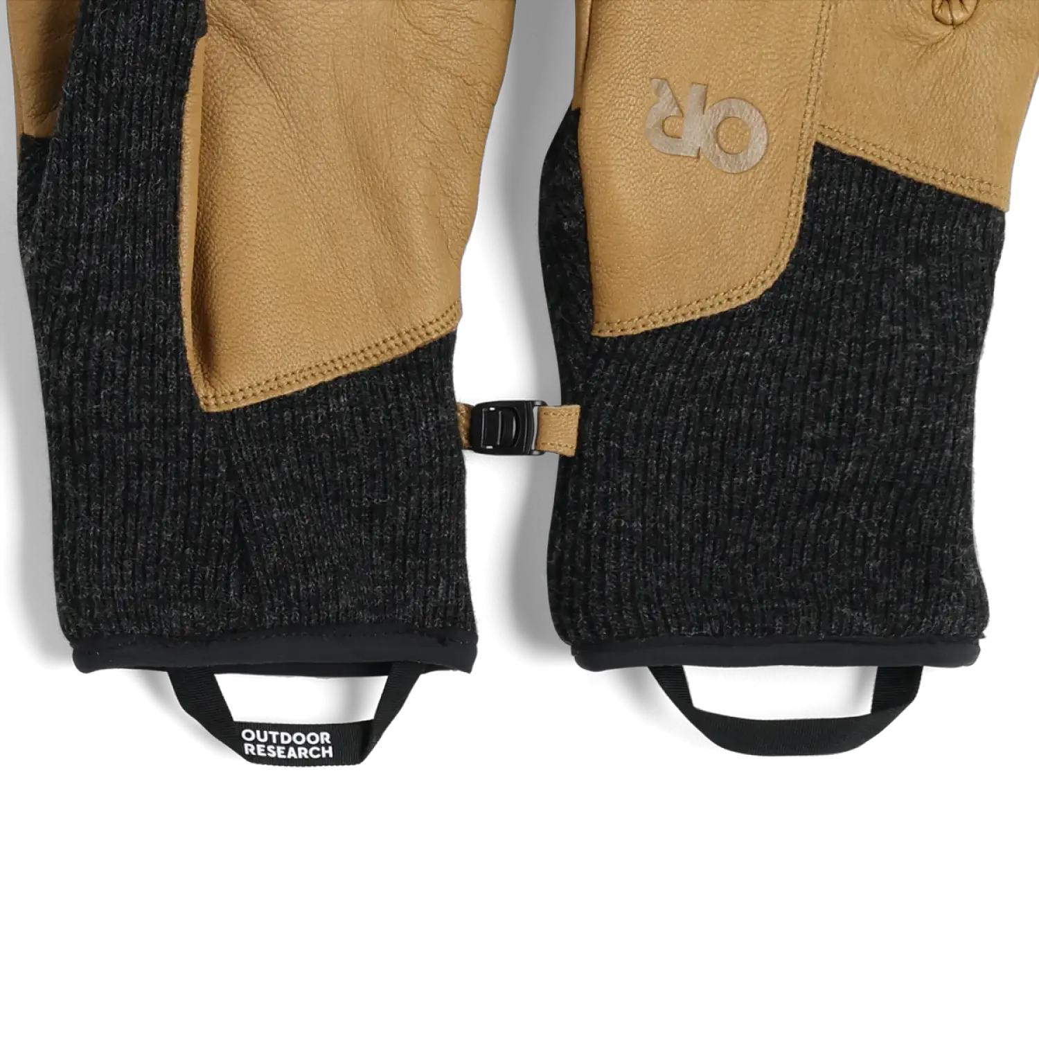 Outdoor Research Men's Flurry Driving Gloves shown in the Black color option. Cuff view.