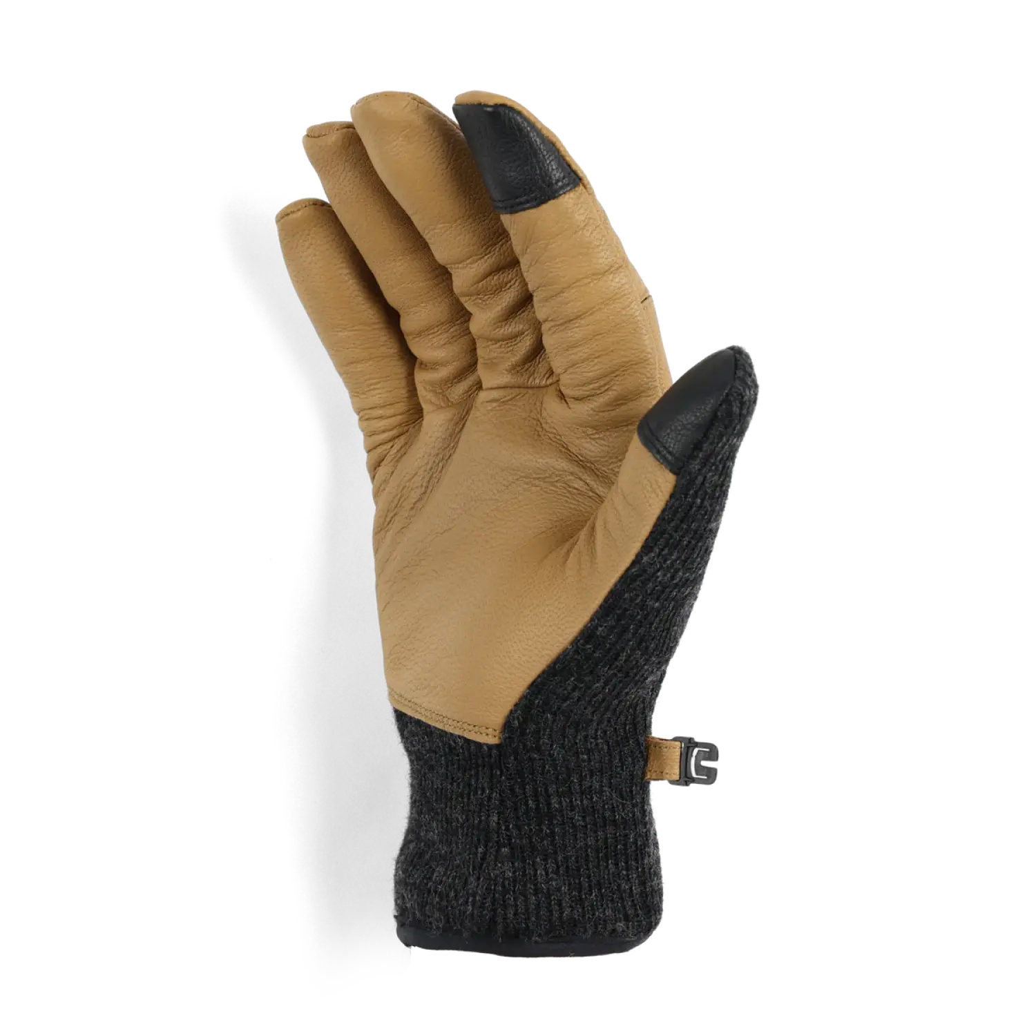 Outdoor Research Men's Flurry Driving Gloves shown in the Black color option. Palm view.