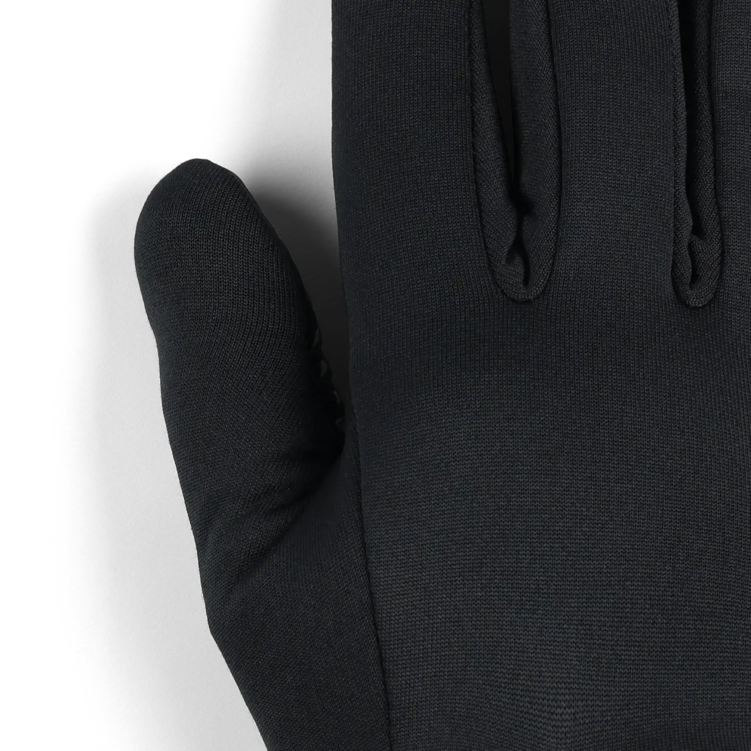 Close-up of a black glove on a white background