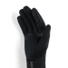 Black glove with text on a white background
