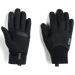 Pair of black gloves with brand logo on a white background