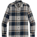 Outdoor Research Men's Feedback Flannel Twill Shirt in dark navy plaid, flat front view
