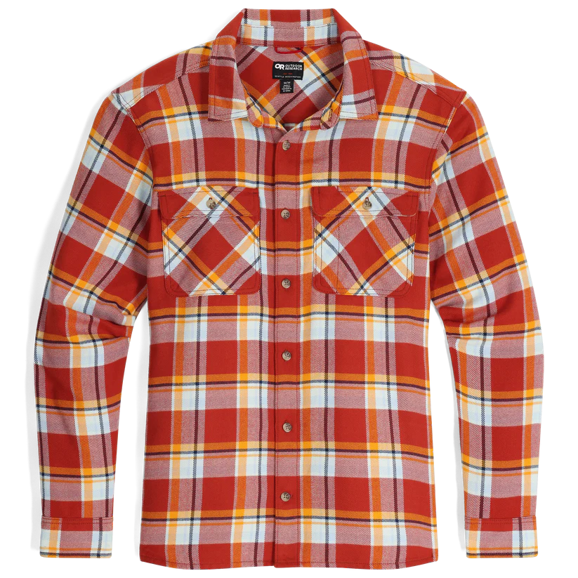 outdoor research mens feedback flannel twill shirt front flat view