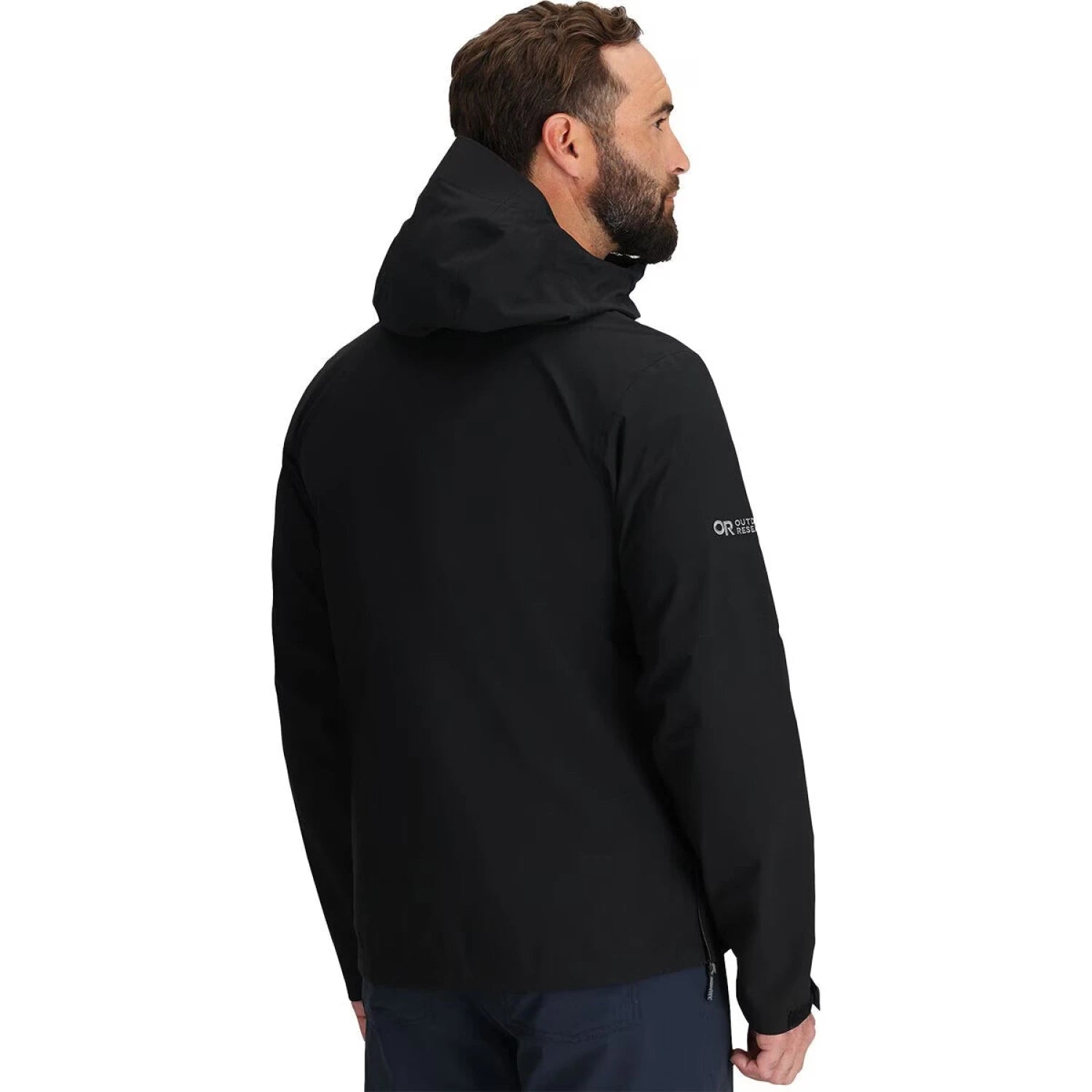 Outdoor Research Men's Foray 3L Jacket in black, on model back view