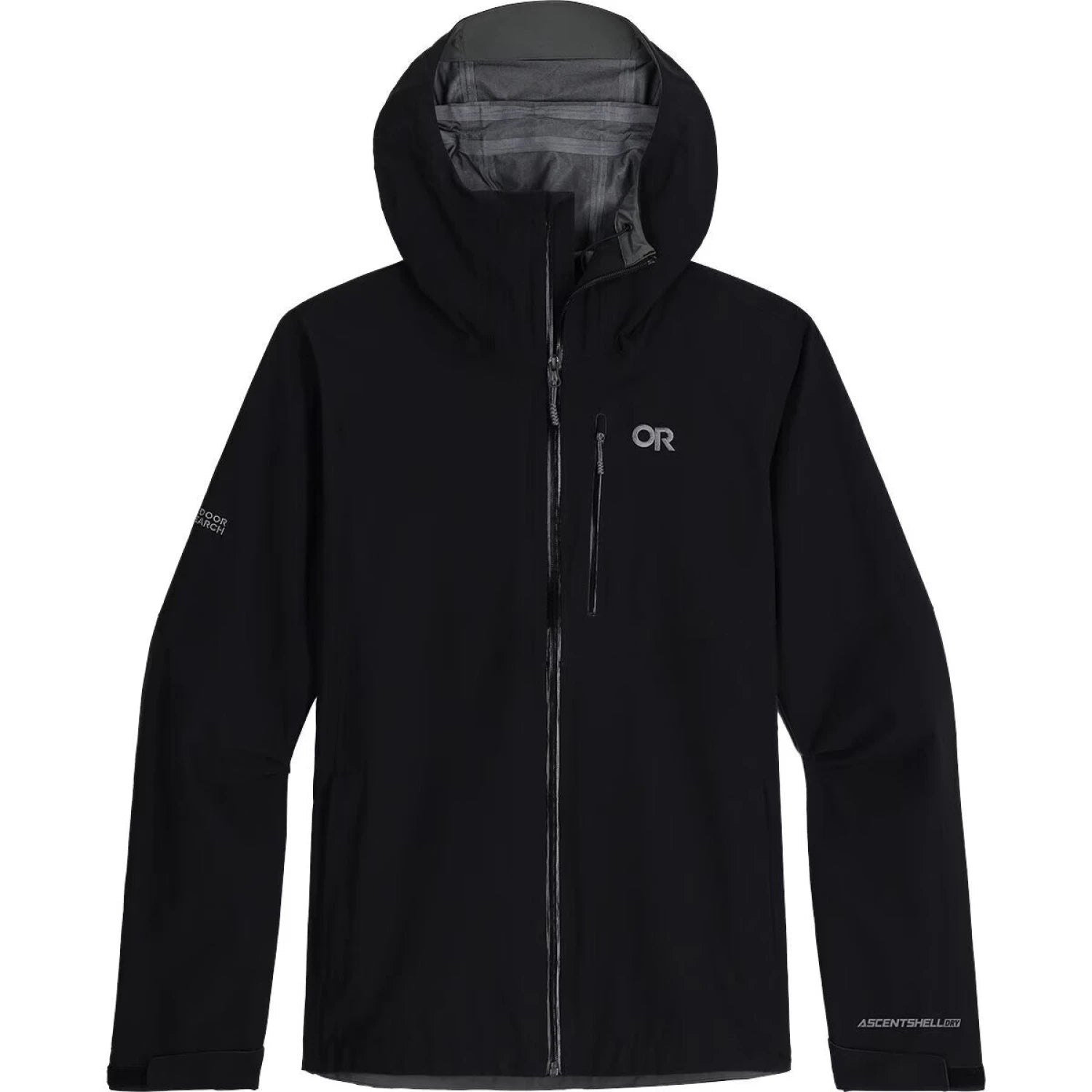 Outdoor Research Men's Foray 3L Jacket in black, flat front view