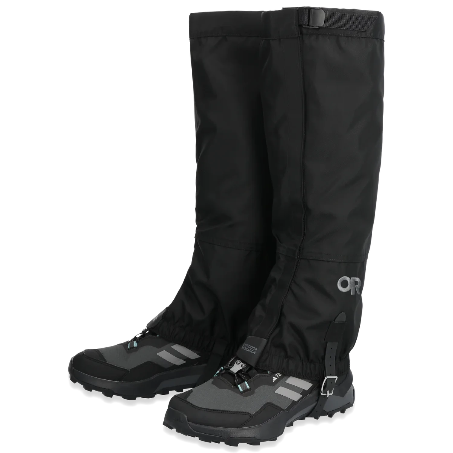 Outdoor Research Men's Rocky Mountain High Gaiters in solid black, front view