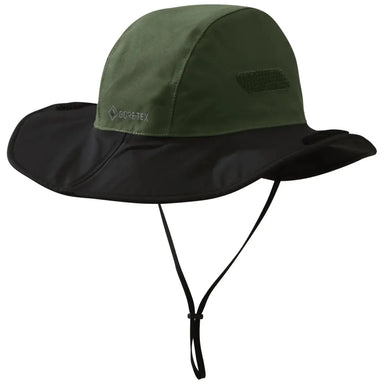 Outdoor Research® Seattle Rain Hat shown in the Fatigue/ Black color option. Back view.