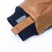 Outdoor Research Snowcrew Leather Gloves shown in the Dark Natural/Black color option. Cuff view.