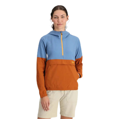 Outdoor Research Women's Ferrosi Anorak shown in the Olympic/Terra color option. Front view on model.