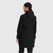 Outdoor Research Women's Aspire 3L Trench Jacket shown in the Black color option. Back view on model.