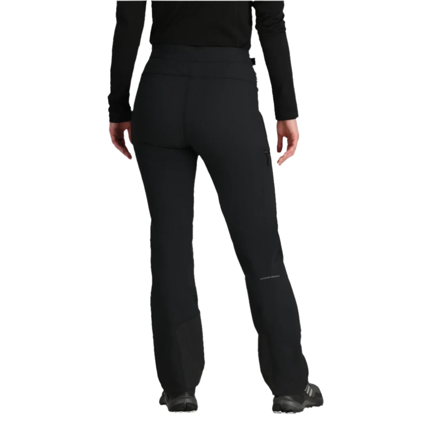 outoor research womens cirue iii "snow" pant in black back model view