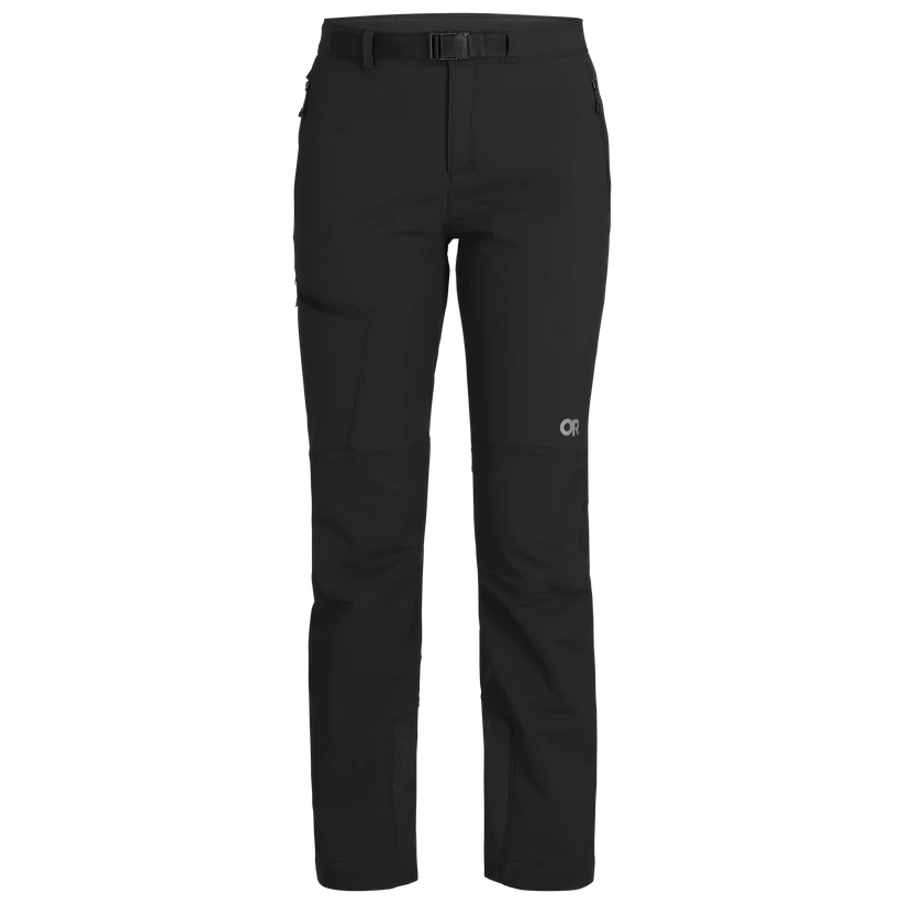 outdoor research womens cirque iii "snow" pants in black front flat view