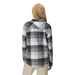 Outdoor Research Women's Feedback Flannel Twill Shirt in fjord plaid, on model back view