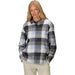 Outdoor Research Women's Feedback Flannel Twill Shirt in fjord plaid, on model front view