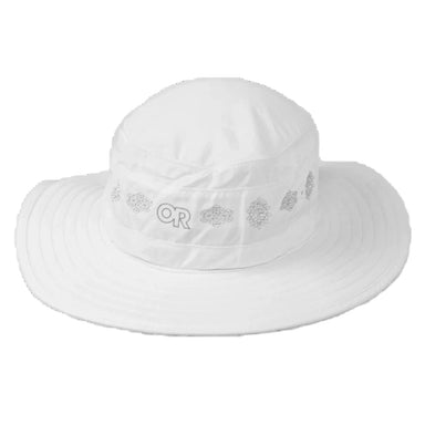 Outdoor Research Women's Solar Roller Sun Hat White Rice Embroidery Front